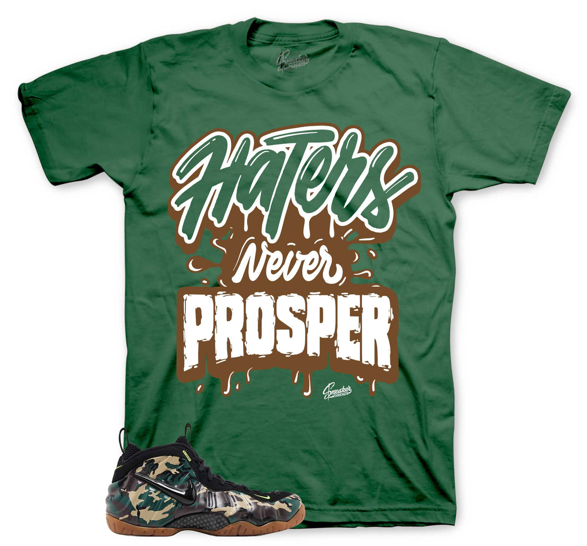Never Prosper Graphic T-Shirt | Foamposite Green Camo