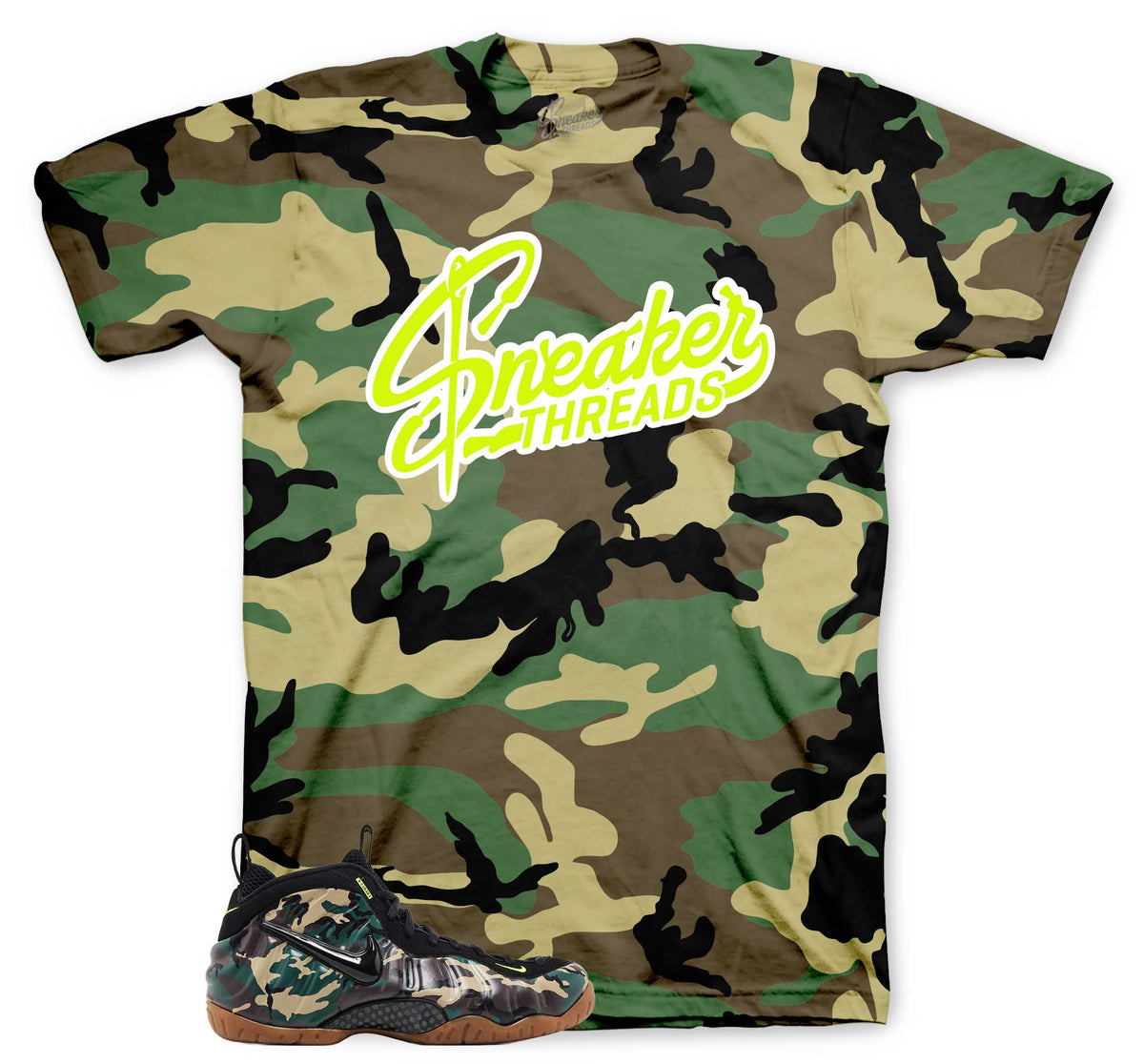 Sneaker Threads Graphic T-Shirt | Foamposite Green Camo