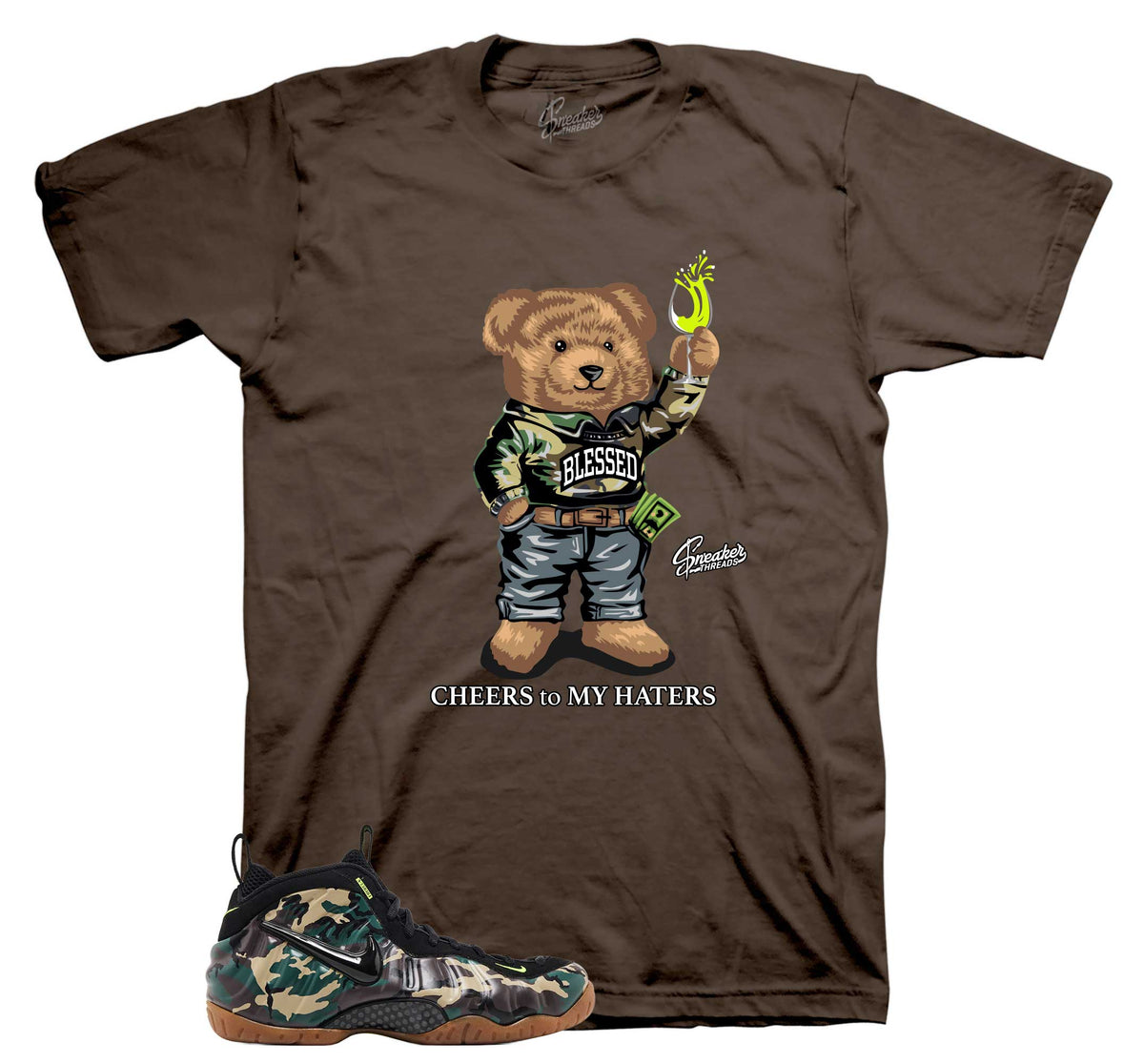 Cheers Bear Graphic T-Shirt | Foamposite Green Camo