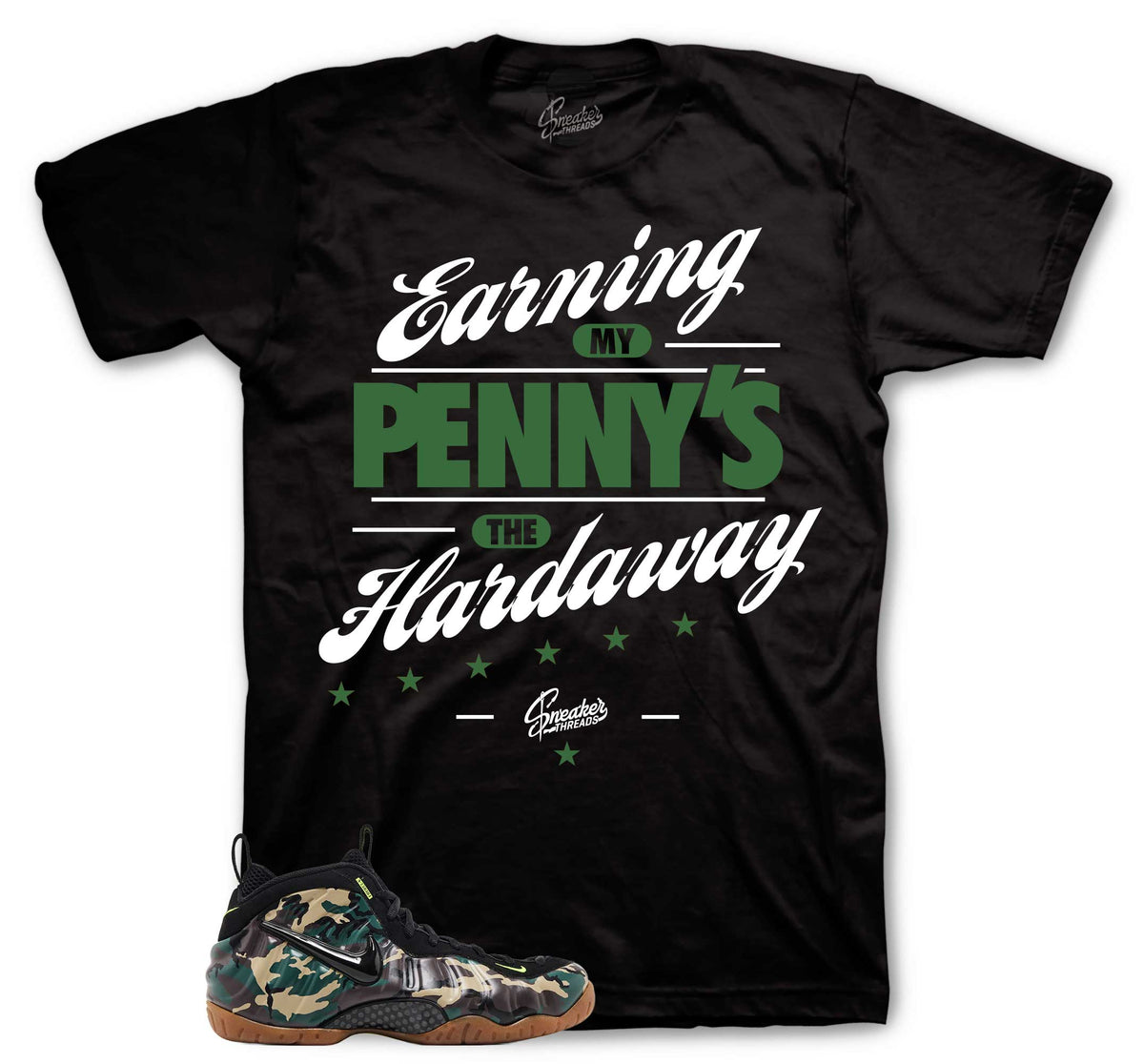 Earning Pennies Graphic T-Shirt | Foamposite Green Camo