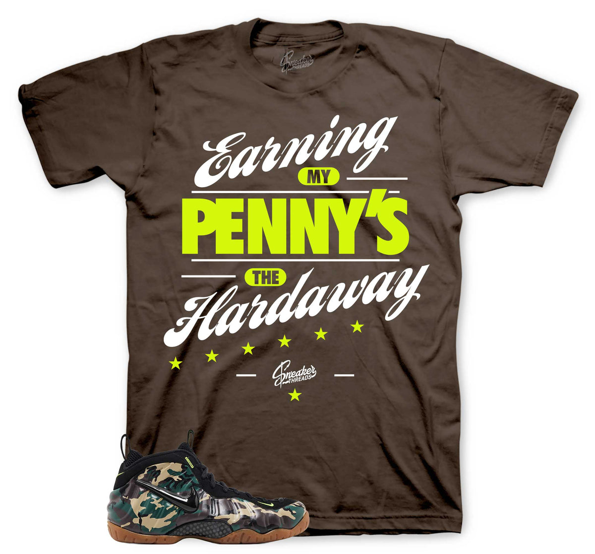 Earning Pennies Graphic T-Shirt | Foamposite Green Camo