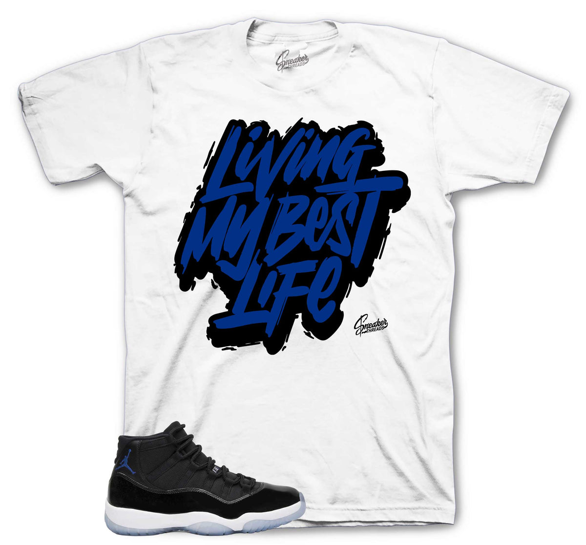 Living Life Graphic T-Shirt | Jordan 11 Varsity Royal Space Jams