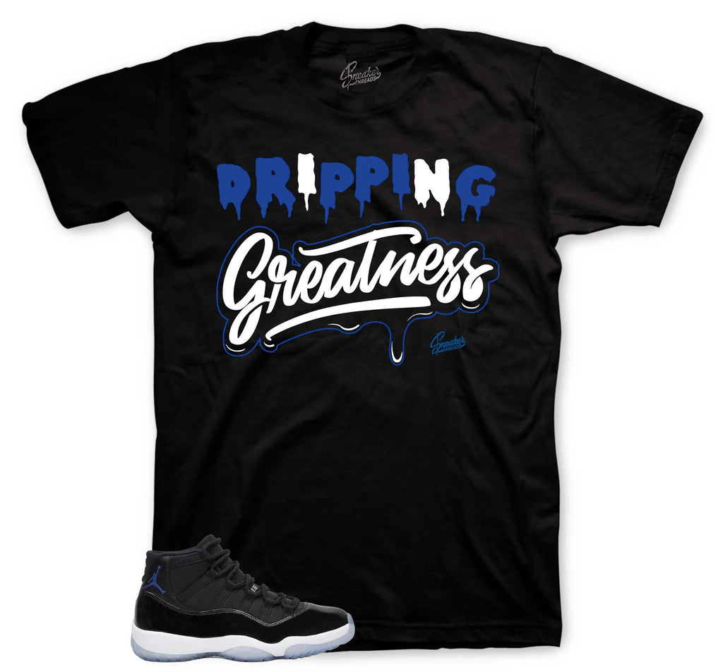 Drip Greatness Graphic T-Shirt | Jordan 11 Varsity Royal Space Jams
