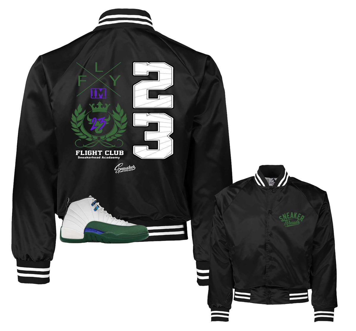 Retro 12 Bucks Flight Crest Satin Jacket