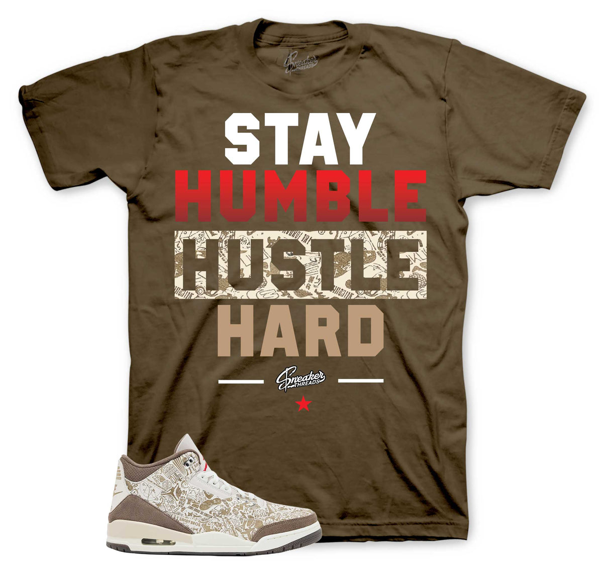 Retro 3 Laser Palomino Stay Humble Shirt