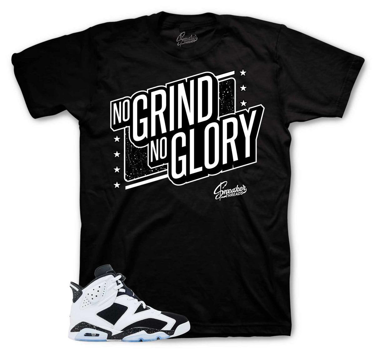 Retro 6 White Black No Grind No Glory Shirt