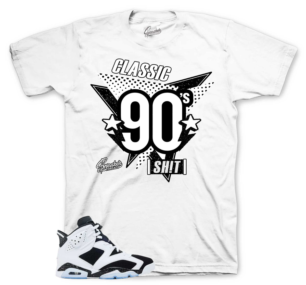 Retro 6 White Black Classic 90s Shirt