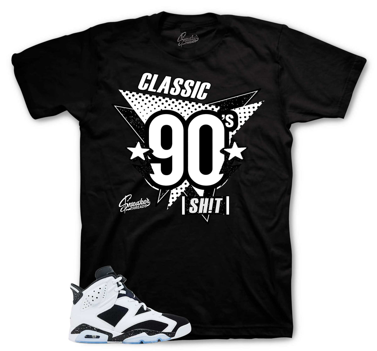 Retro 6 White Black Classic 90s Shirt