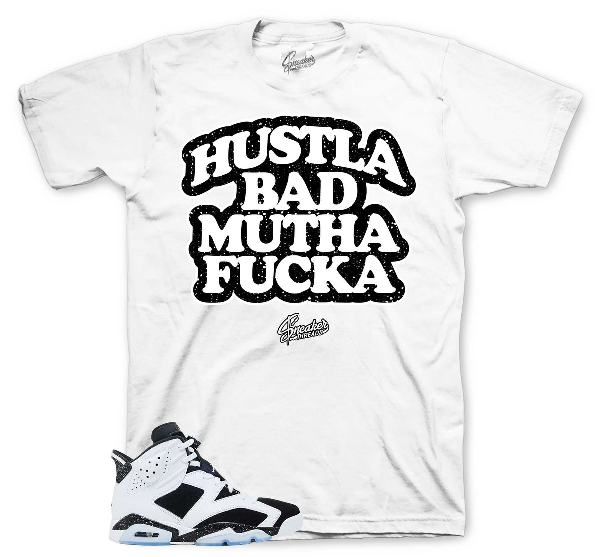 Retro 6 White Black Hustla Shirt