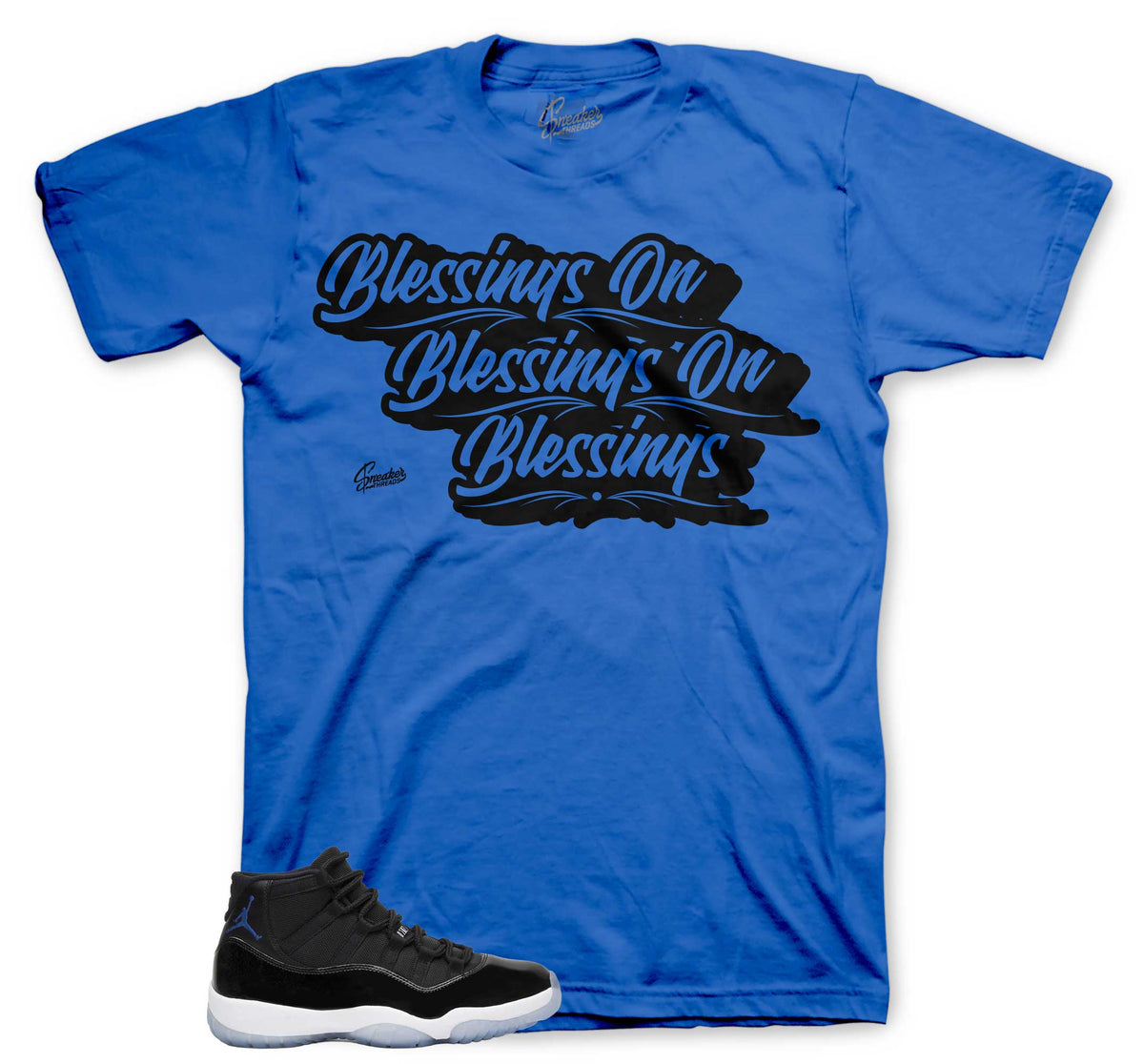Blessings Graphic T-Shirt | Jordan 11 Varsity Royal Space Jams