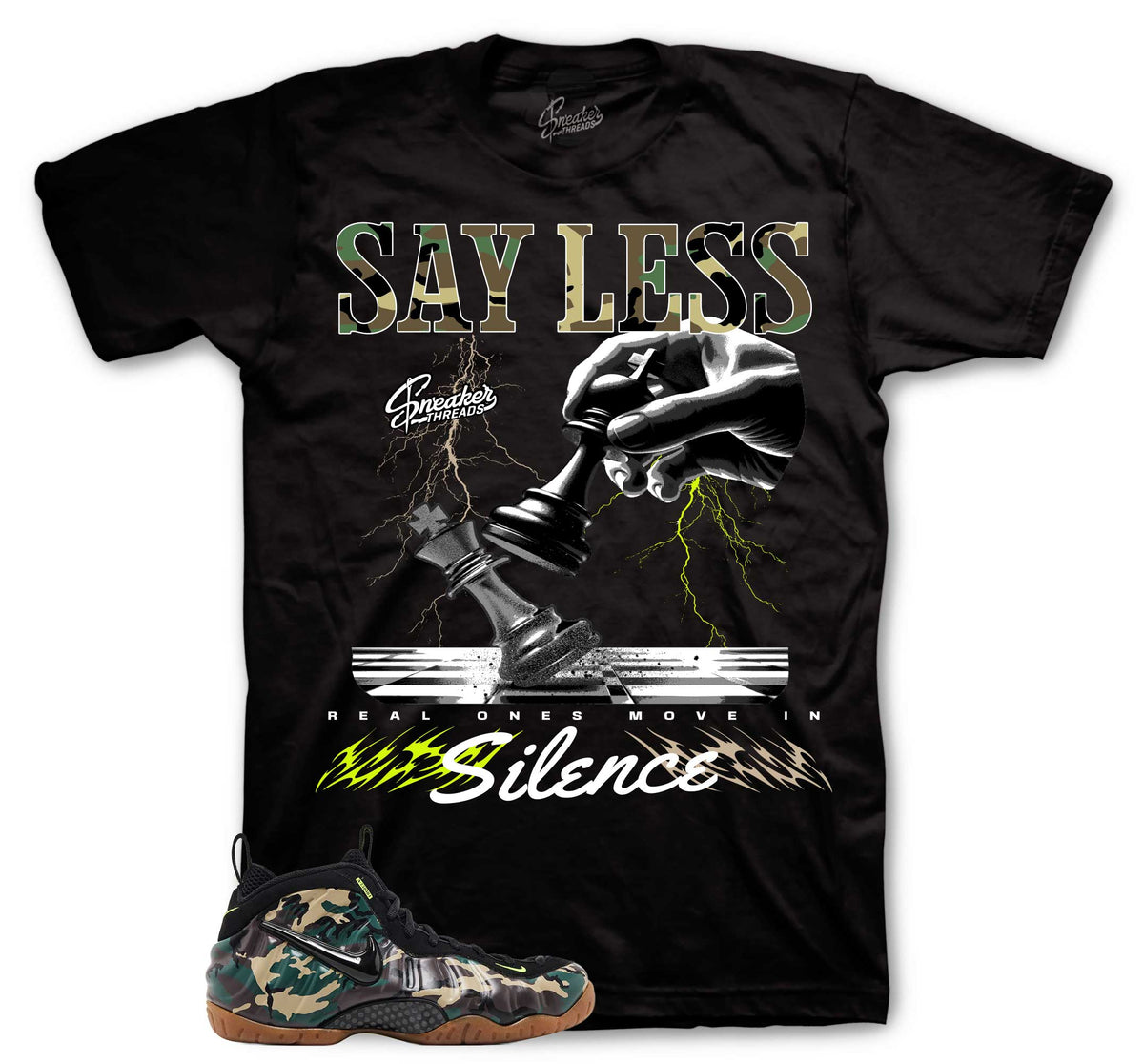 Say Less Graphic T-Shirt | Foamposite Green Camo